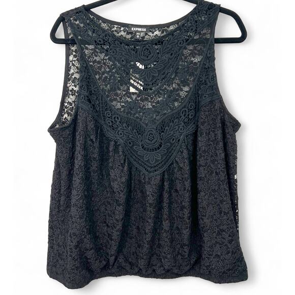 Express Tops - NWT EXPRESS | XL | Top Tank Sleeveless Blouse Lace Embroidered Womens Black